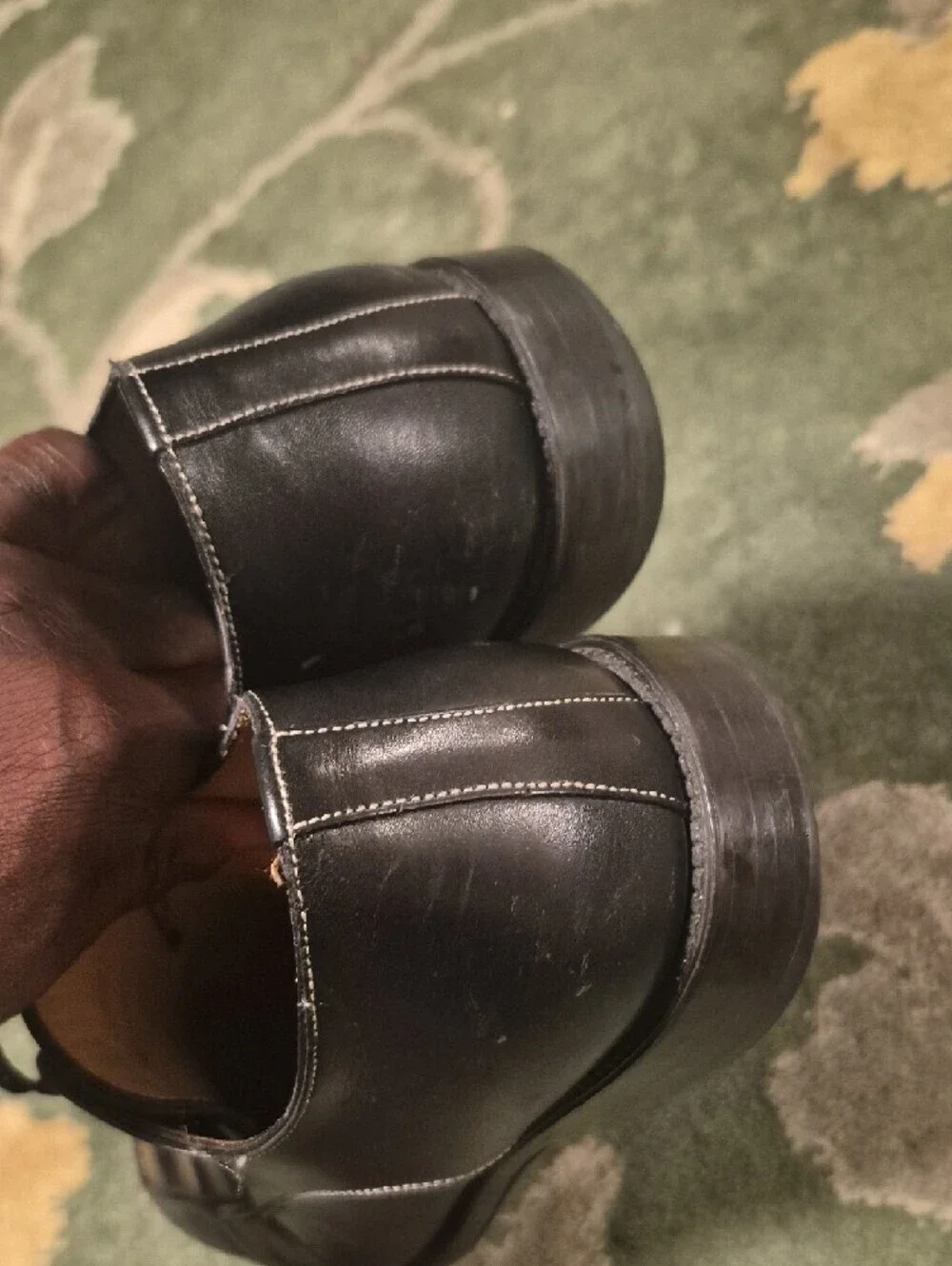 Santoni Black Leather Lace-Up Oxfords